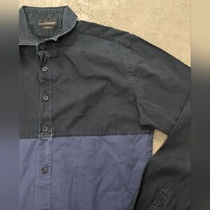 Zara Men's Casual Button Down Shirt - Black and Blue